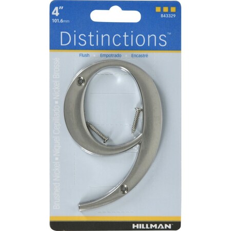 HILLMAN Distinctions 4 in. Silver Zinc Die-Cast Screw-On Number 9 1 pc,PK3